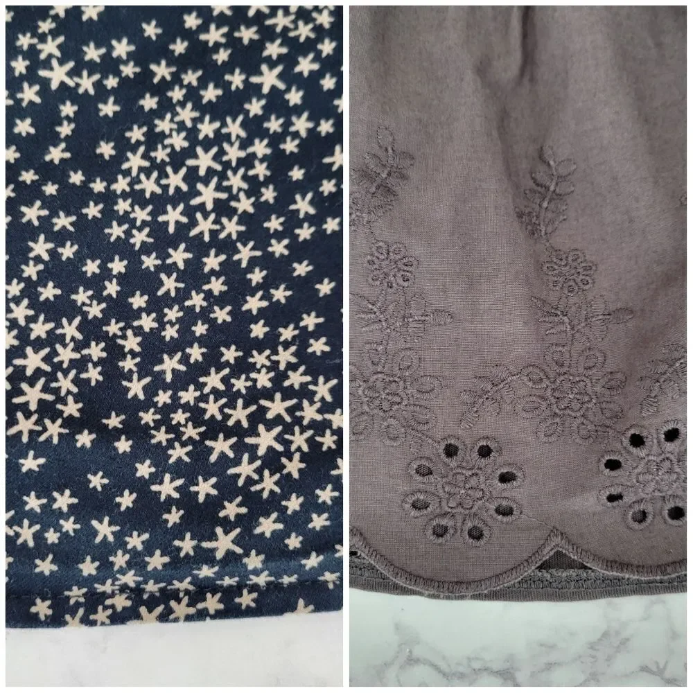 GAP Khaki Shorts and Top Cotton Bundle Navy Star Blouse and Gray Eyelet Blouse